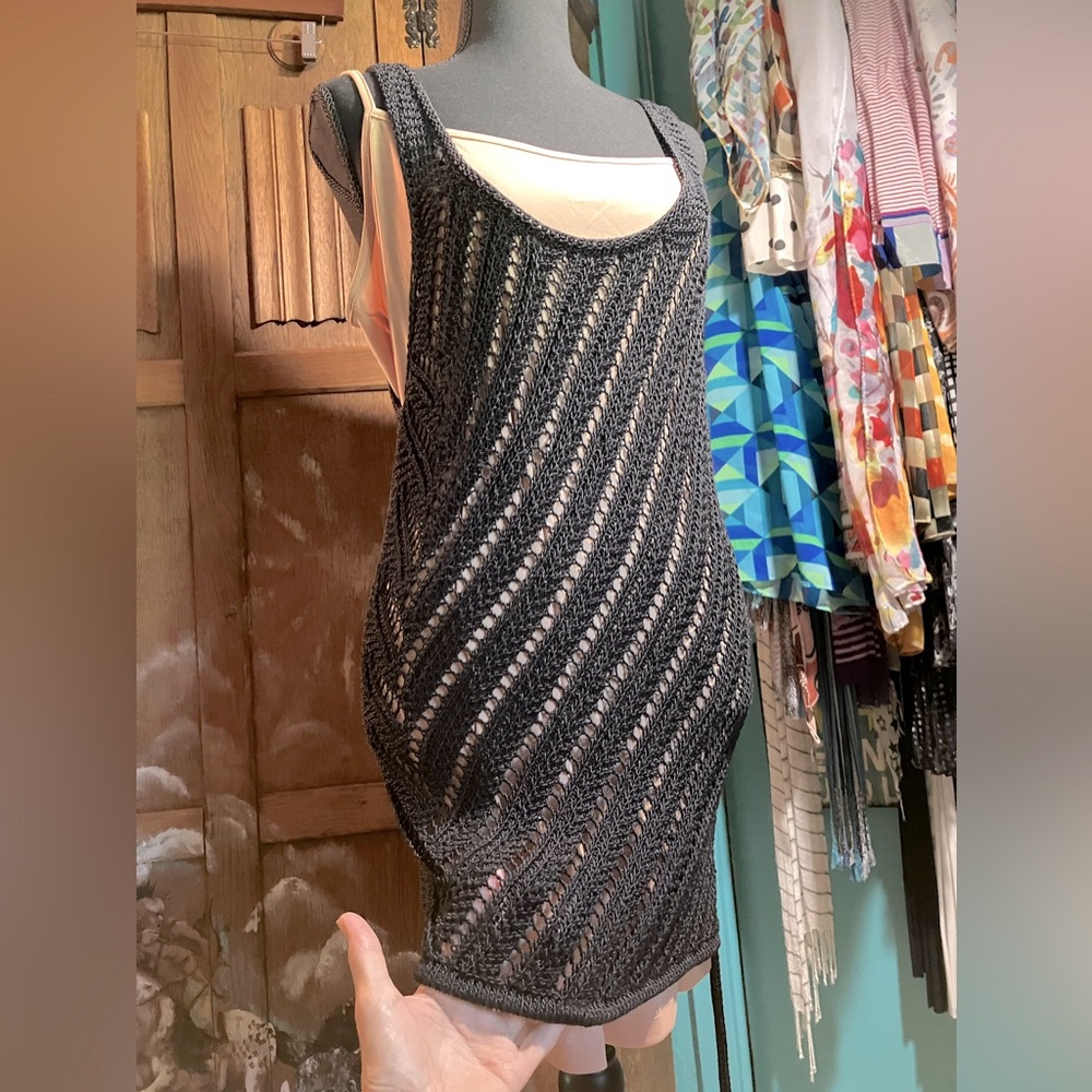 Calvin Klein Large Black Tank Dress Cover up W/ adjustable hem